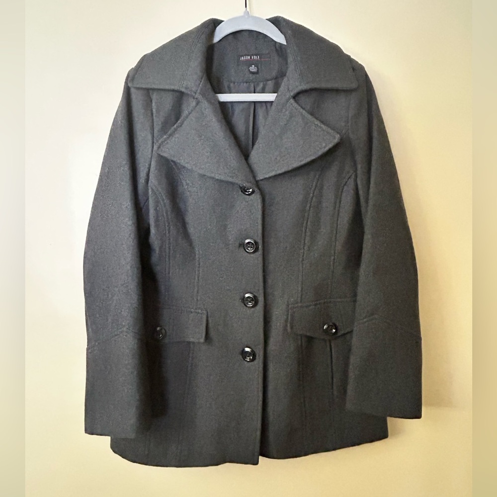 Jason Kole Black Pea Coat Size Large